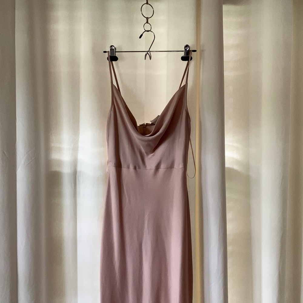 Cowl Neck Beige Dress